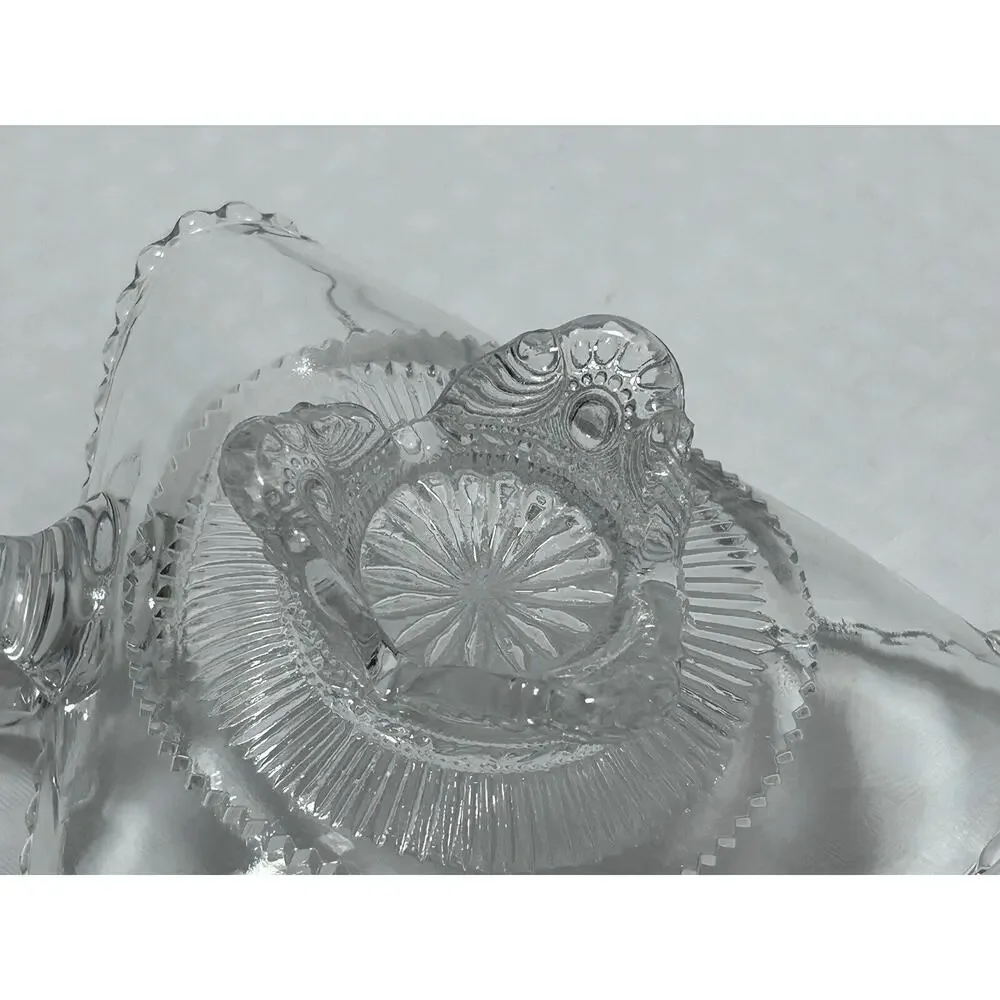 US Glass Colorado (Beaded Rim)‎ Lacey Medallion Footed Clear Dish EAPG
